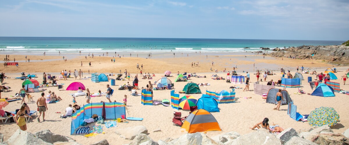 Crowds at Fistral Beach