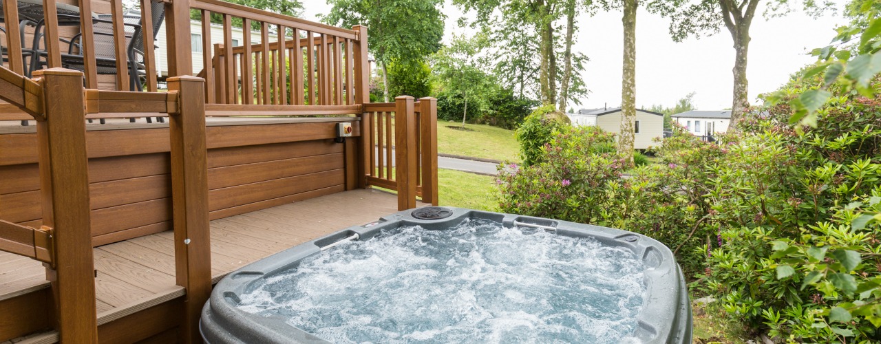 Luxury hot tub lodge at Snowdonia Holiday Park