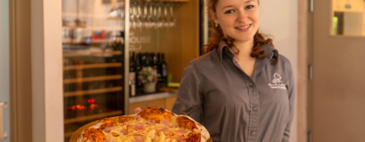 Pizza at the Old Boat House Italian Bistro, Snowdonia Holiday Park