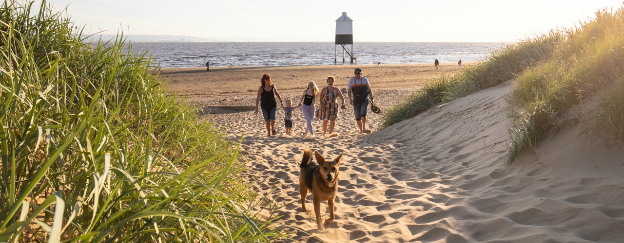 Family on the beach at Burnham-on-Sea 