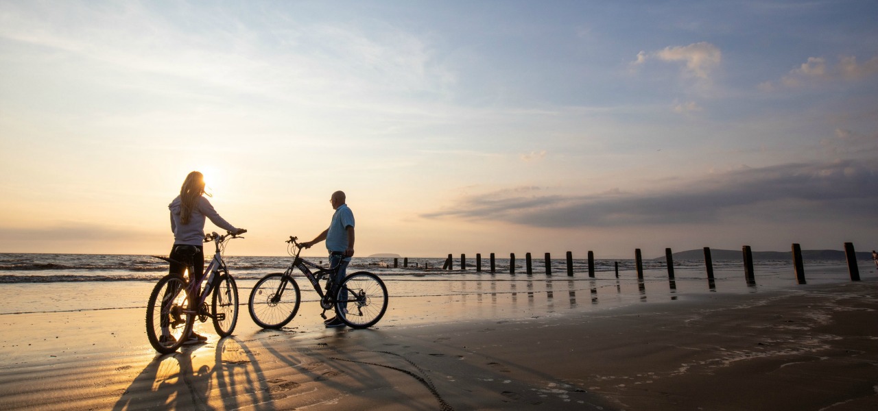 Bikes on Berrow Beach, Burnham-on-Sea