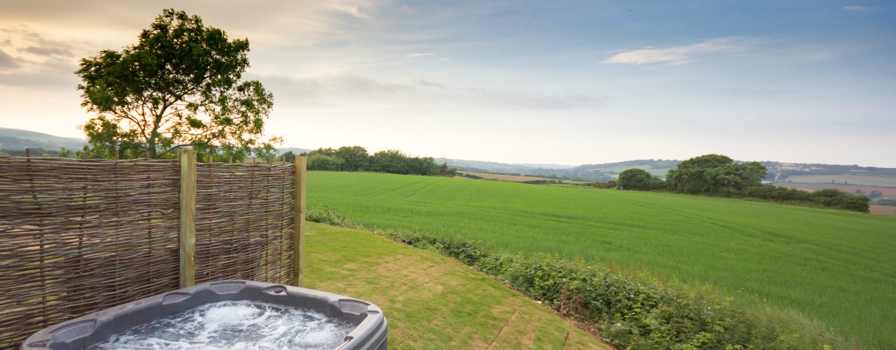 Hot tub with countryside views