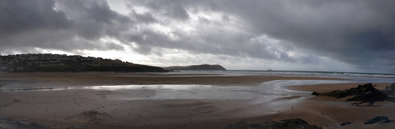 A beach on a rainy day