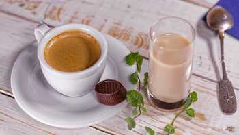 cup of coffee with glass of milk