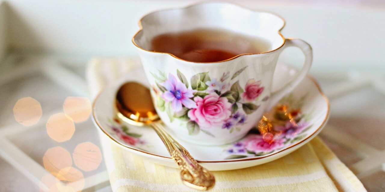 A cup of tea on a saucer