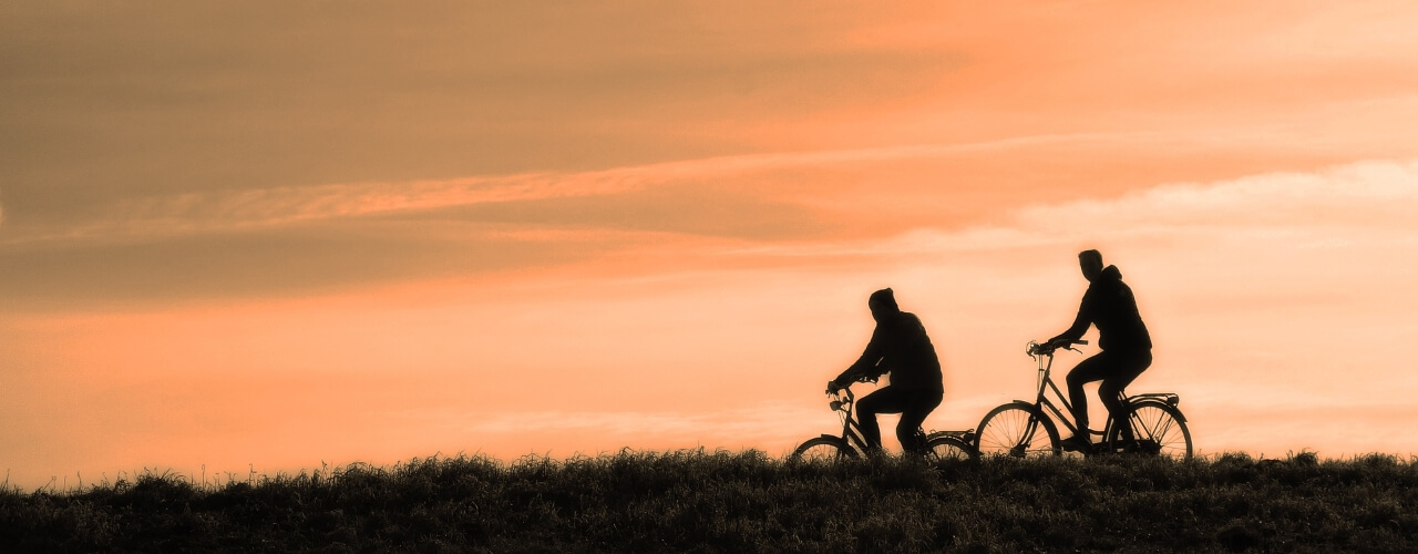 Cyclists on their bikes