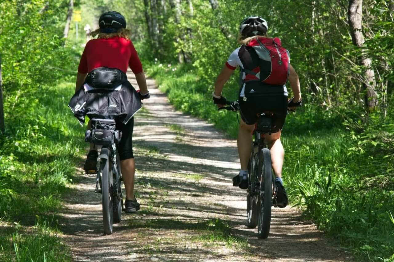 Cyclists on a cycle route