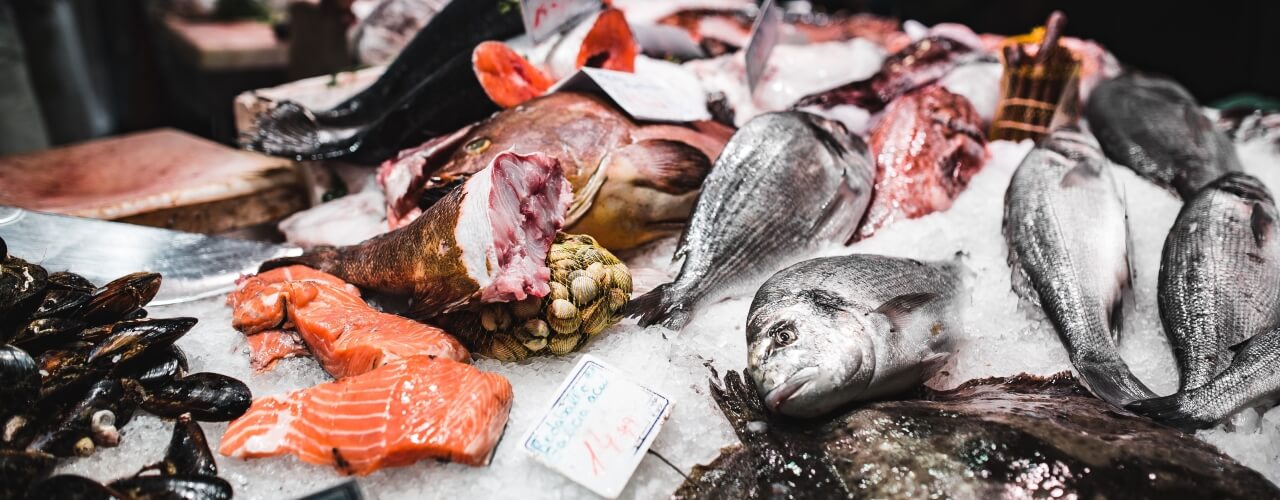 Fresh seafood in a market