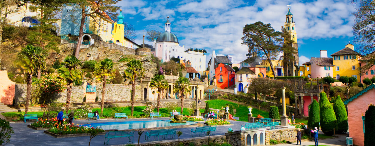 The colourful village of Portmeirion in North Wales
