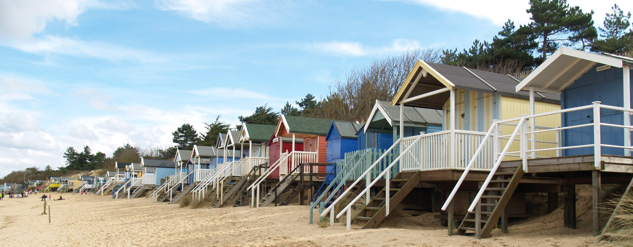 Colourful beach huts at Wells-next-the-Sea in Norfolk