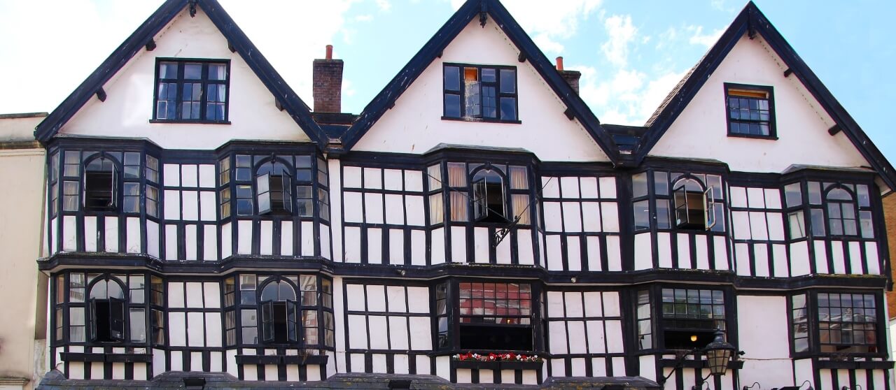 Black-and-white Tudor buildings in Herefordshire