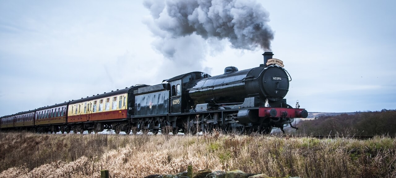 A steam train on the North Yorkshire Moors Steam Railway