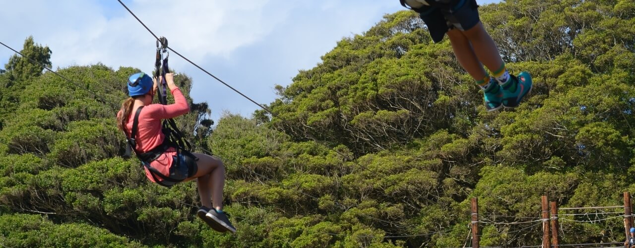 A woman on a zipwire